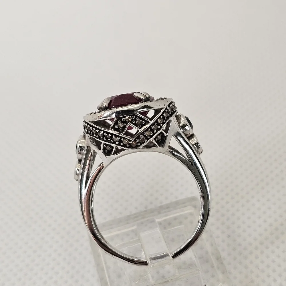 Genuine Rarities Carol Brodie Ruby, Champagne Diamonds & Blue Topaz Sz 7.75 - Picture 9 of 17